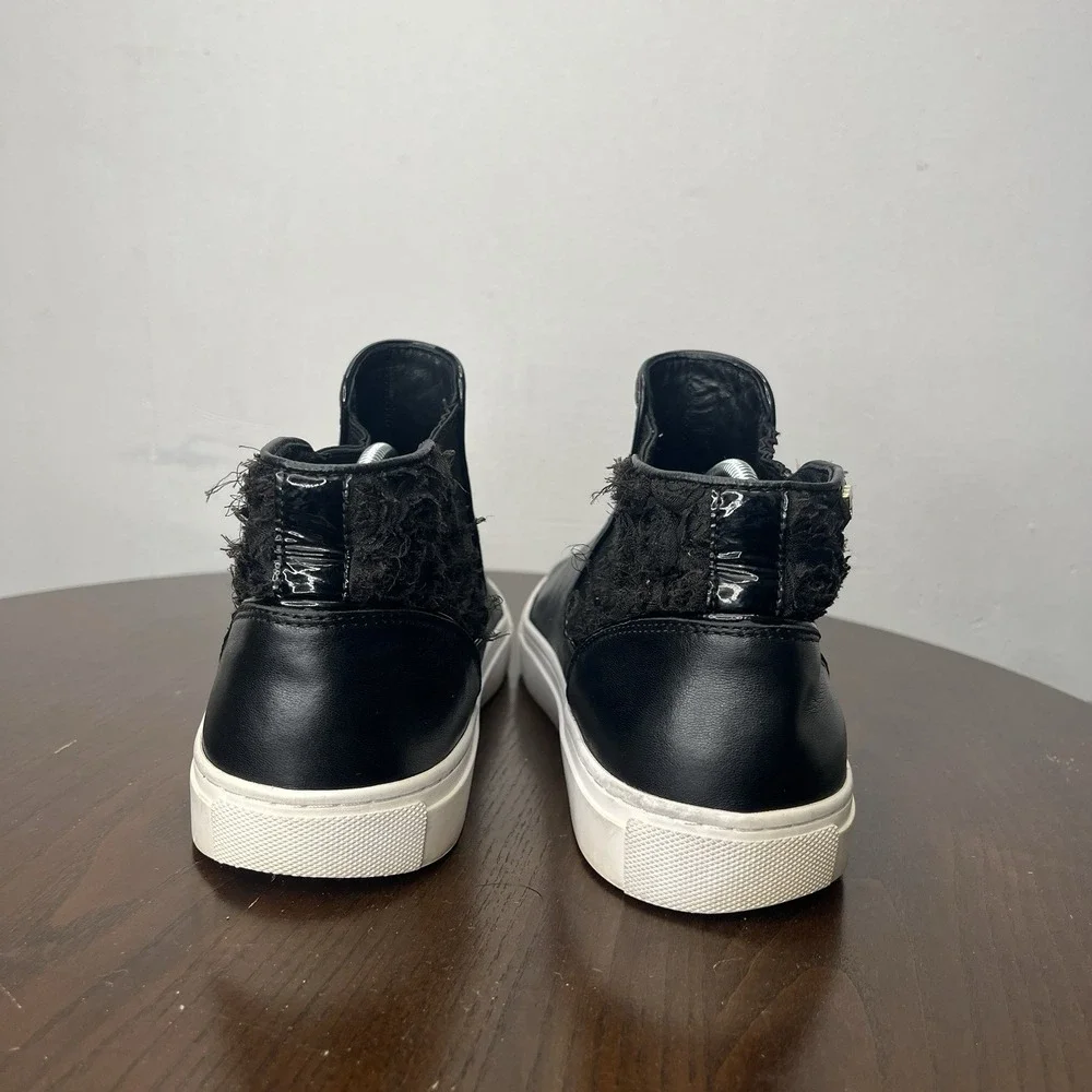 Tory Burch Rosette Boots Women's 8.5M Black Leather Chelsea Sneakers‎ Booties